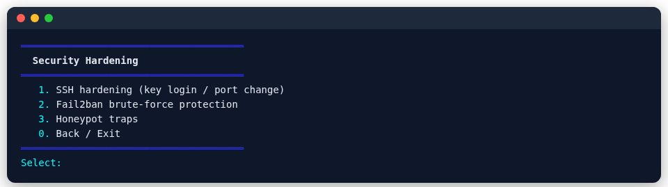 Security menu