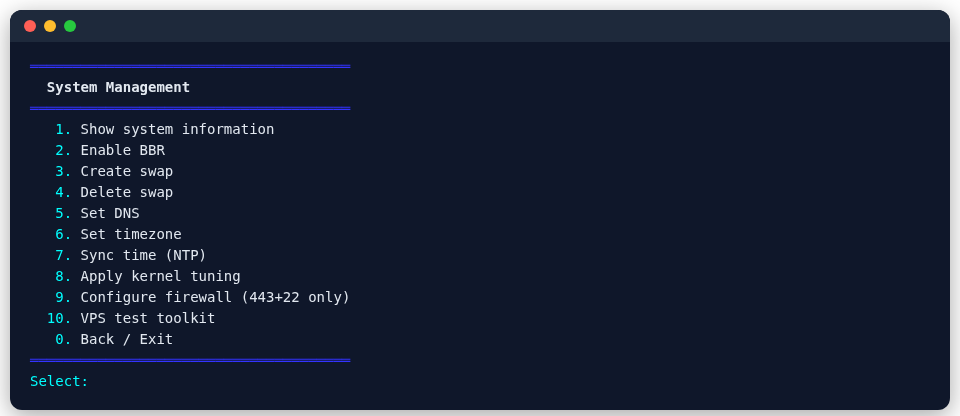 System menu