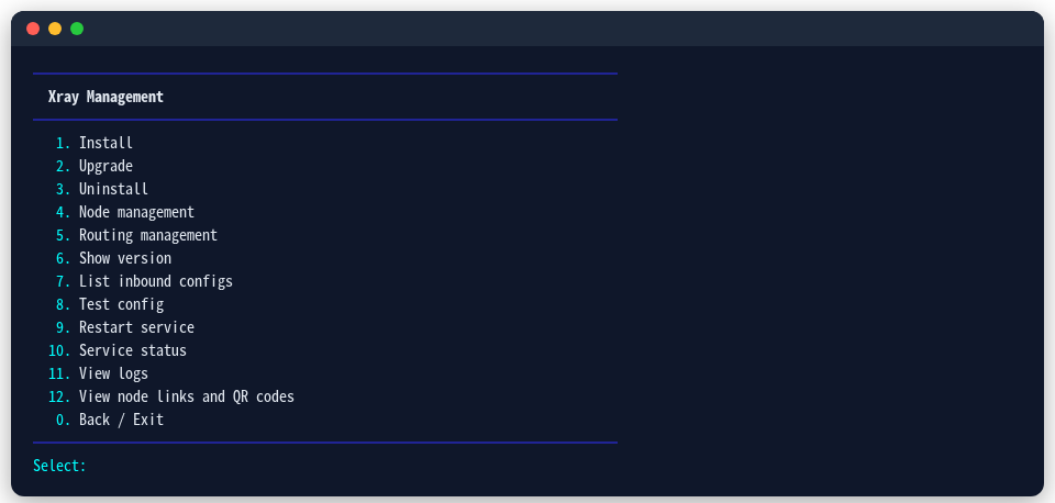 Xray menu